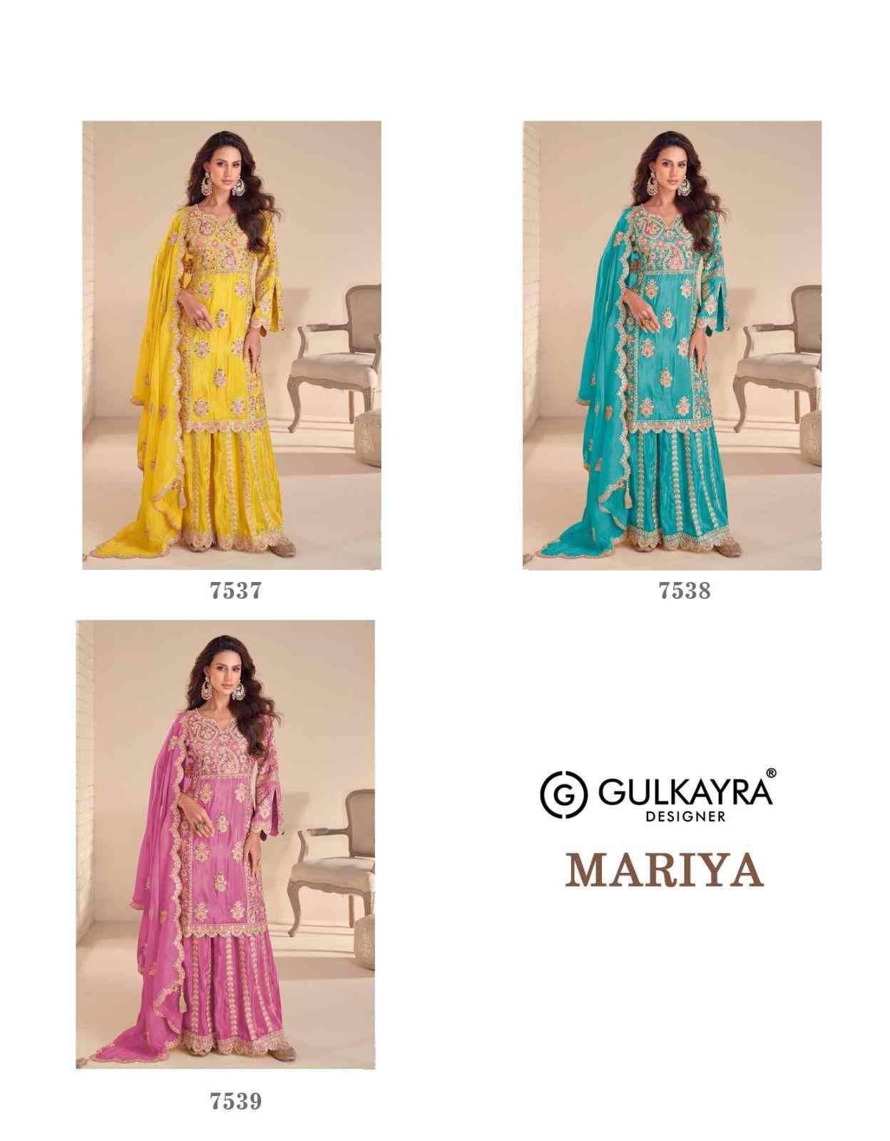 Mariya By Gulkayra Designer 7537 To 7539 Series Beautiful Sharara Suits Colorful Stylish Fancy Casual Wear & Ethnic Wear Simar Dresses At Wholesale Price