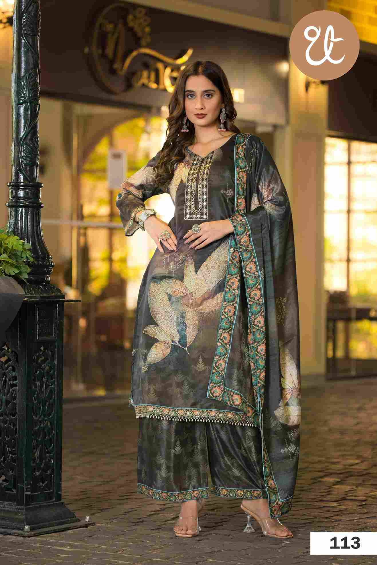 Thread Thrill 113 By Thread Thrill 113 To 116 Series Beautiful Sharara Suits Colorful Stylish Fancy Casual Wear & Ethnic Wear Heavy Soft Chinnon Dresses At Wholesale Price