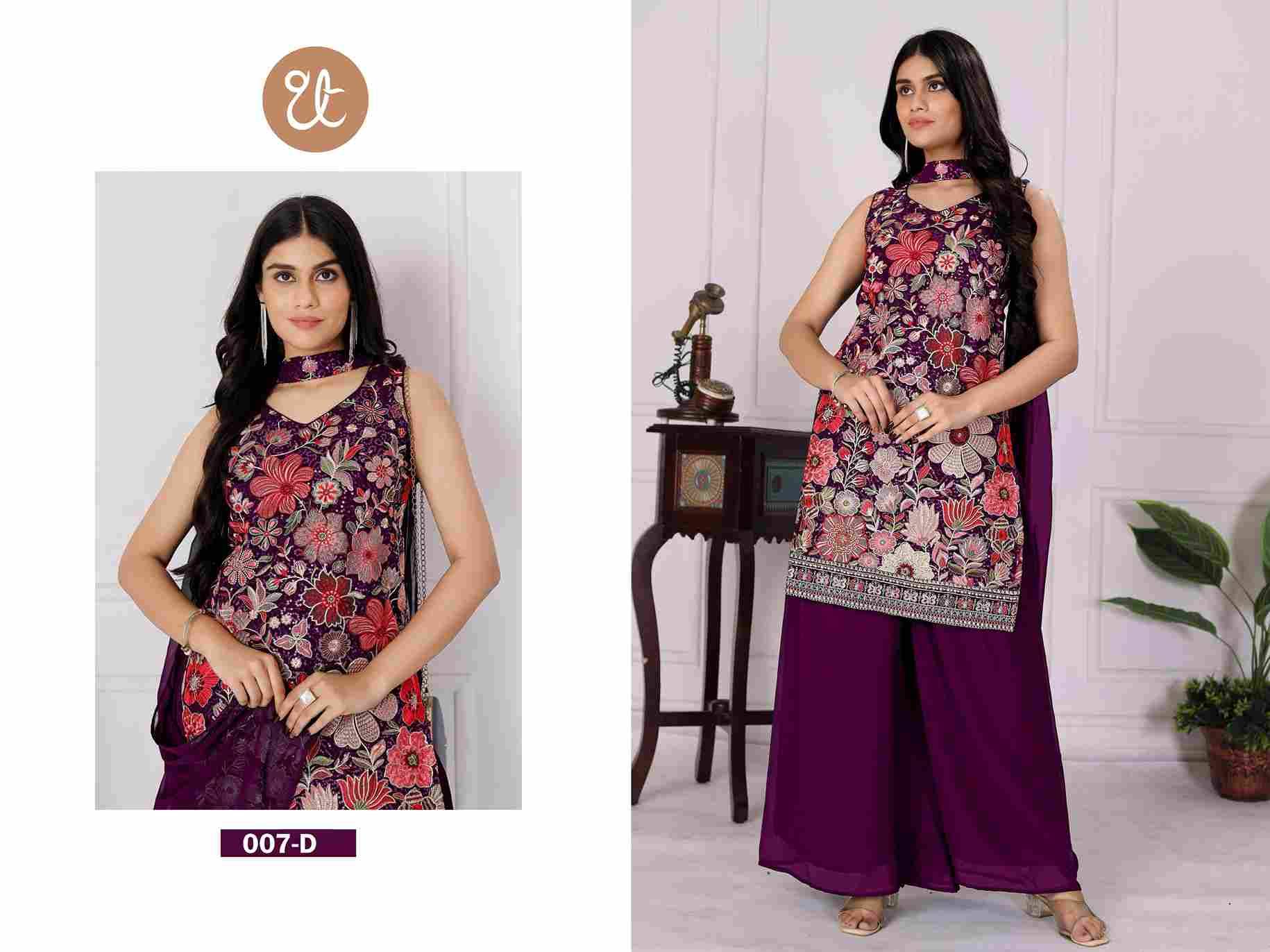 Thread Thrill 007 By Thread Thrill 007-A To 007-D Series Beautiful Sharara Suits Colorful Stylish Fancy Casual Wear & Ethnic Wear Heavy Georgette Embroidered Dresses At Wholesale Price