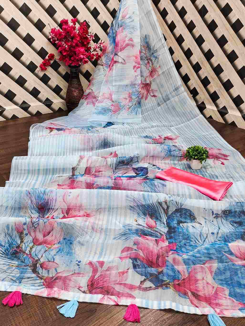 Srr-109 By Fashid Wholesale 01 To 14 Series Indian Traditional Wear Collection Beautiful Stylish Fancy Colorful Party Wear & Occasional Wear Organza Digital Print Sarees At Wholesale Price
