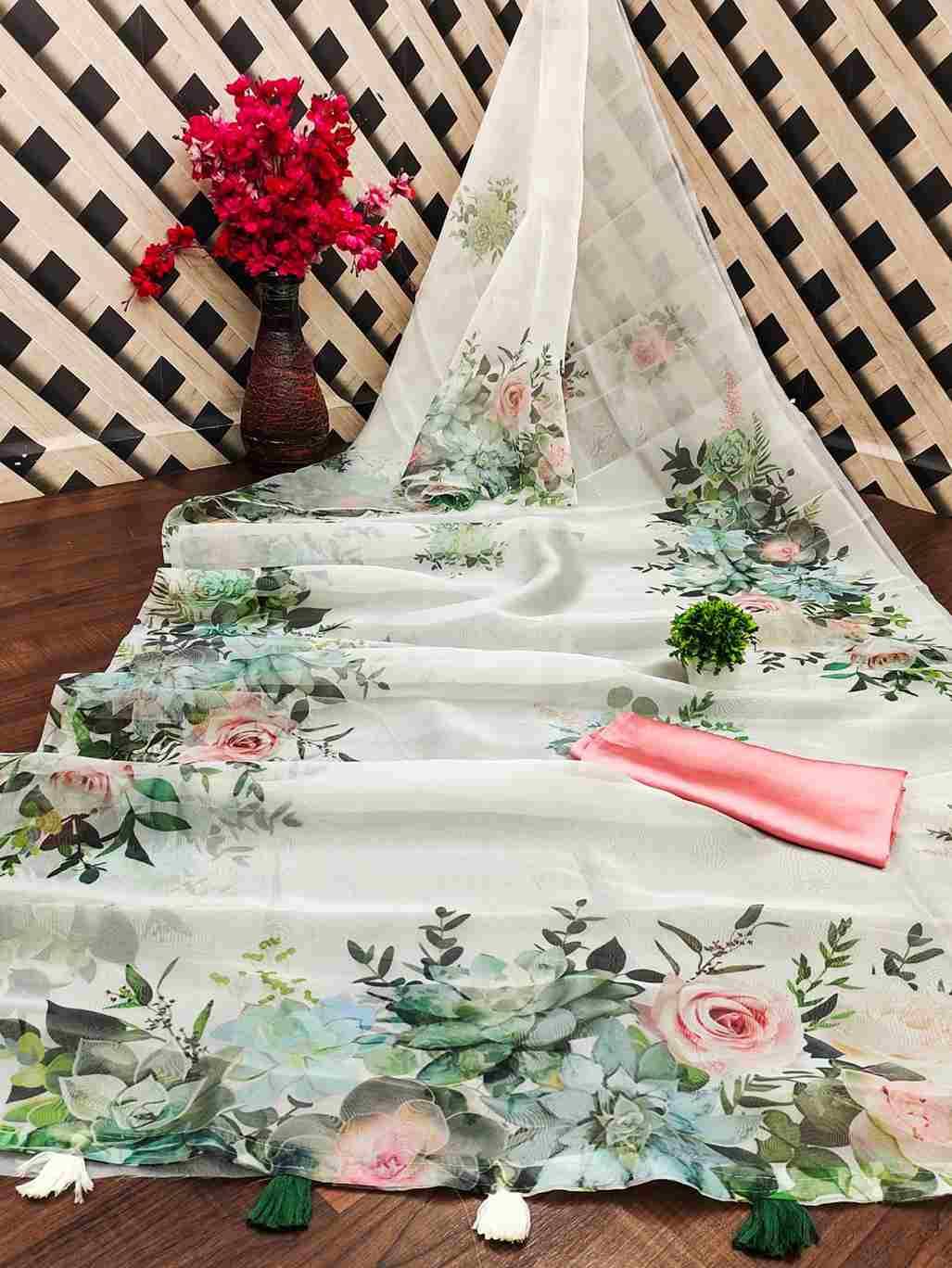 Srr-109 By Fashid Wholesale 01 To 14 Series Indian Traditional Wear Collection Beautiful Stylish Fancy Colorful Party Wear & Occasional Wear Organza Digital Print Sarees At Wholesale Price