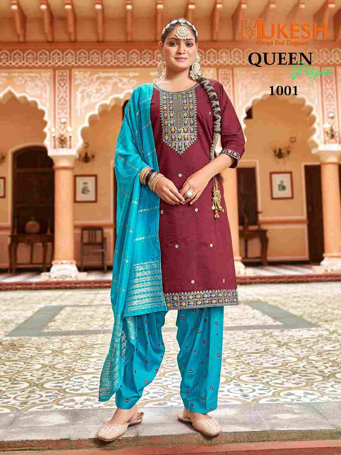 Queen By Mukesh 1001 To 1008 Series Festive Suits Beautiful Fancy Colorful Stylish Party Wear & Occasional Wear Gadhwal Silk Dresses At Wholesale Price