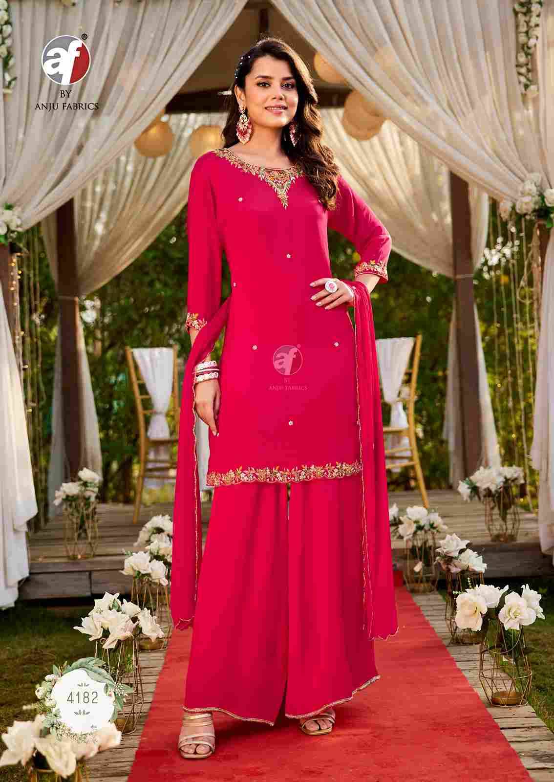 Rasm Vol-7 By Anju Fabrics 4181 To 4185 Series Festive Suits Collection Beautiful Stylish Fancy Colorful Party Wear & Occasional Wear Chinnon Chiffon Dresses At Wholesale Price