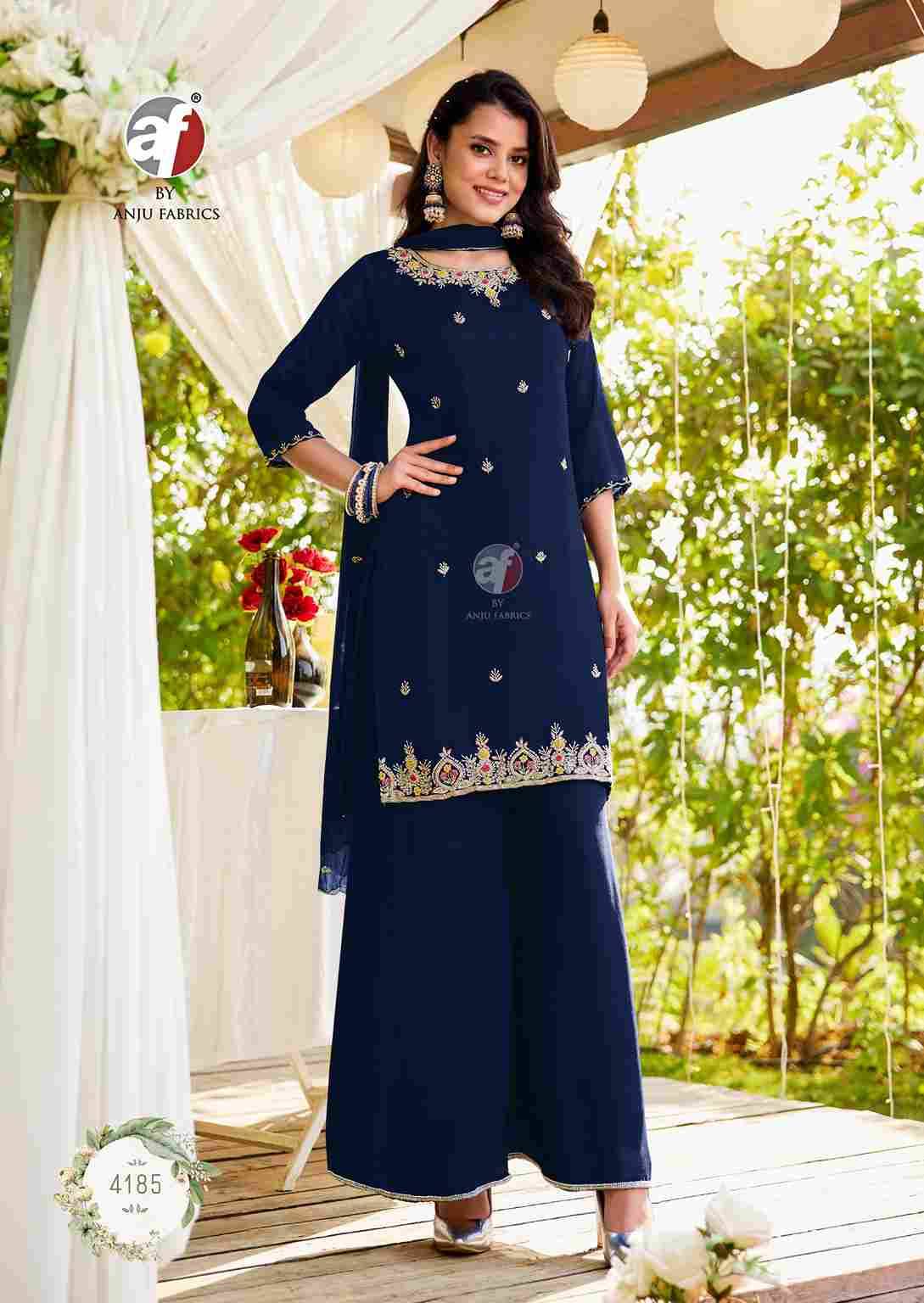 Rasm Vol-7 By Anju Fabrics 4181 To 4185 Series Festive Suits Collection Beautiful Stylish Fancy Colorful Party Wear & Occasional Wear Chinnon Chiffon Dresses At Wholesale Price