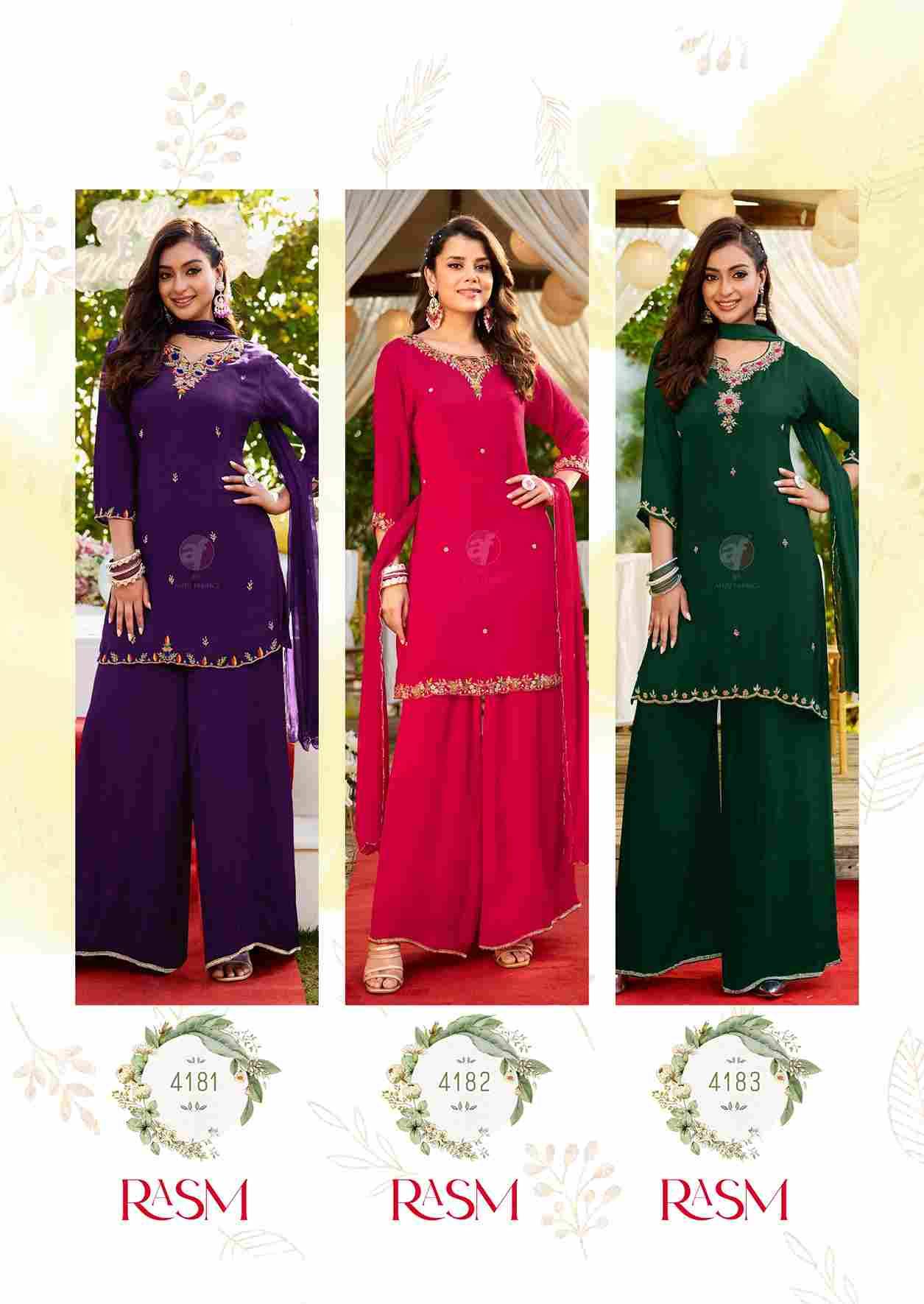 Rasm Vol-7 By Anju Fabrics 4181 To 4185 Series Festive Suits Collection Beautiful Stylish Fancy Colorful Party Wear & Occasional Wear Chinnon Chiffon Dresses At Wholesale Price