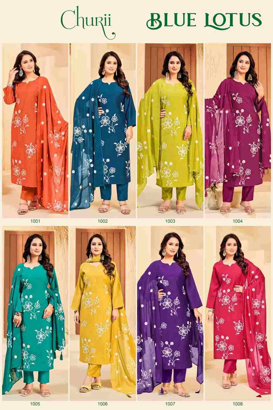 Blue Lotus By Churii 1001 To 1008 Series Beautiful Festive Suits Colorful Stylish Fancy Casual Wear & Ethnic Wear Soft Viscose Dresses At Wholesale Price