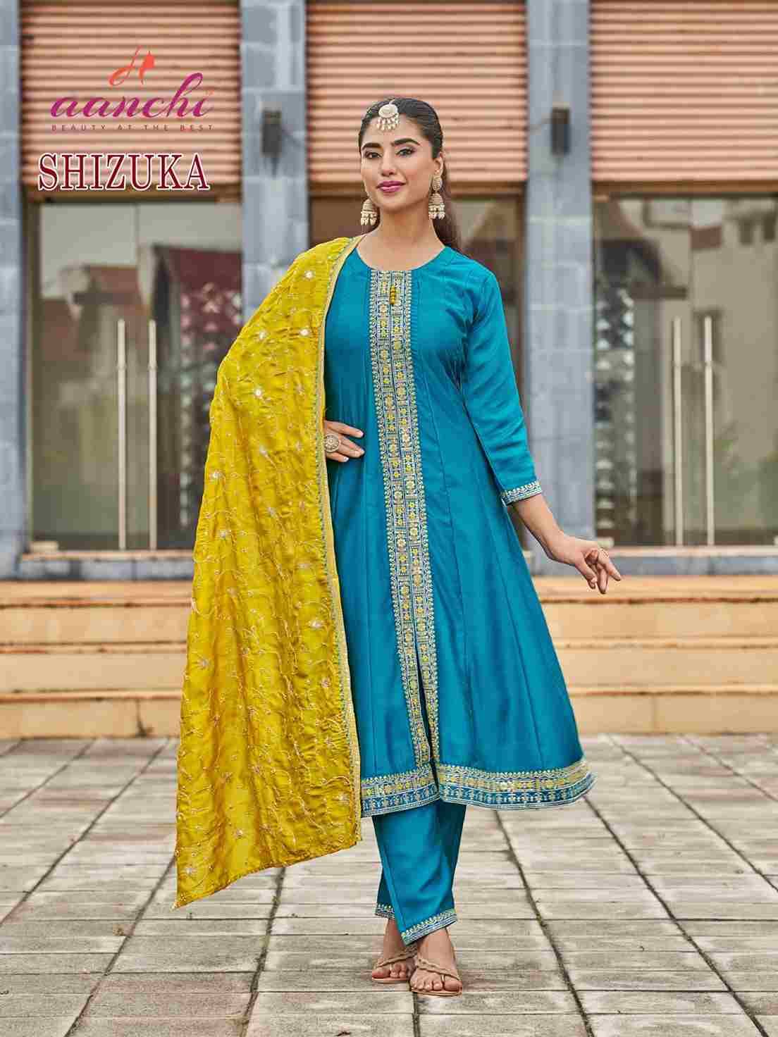 Shizuka By Aanchi 01 To 04 Series Beautiful Festive Suits Colorful Stylish Fancy Casual Wear & Ethnic Wear Vichitra Silk Dresses At Wholesale Price