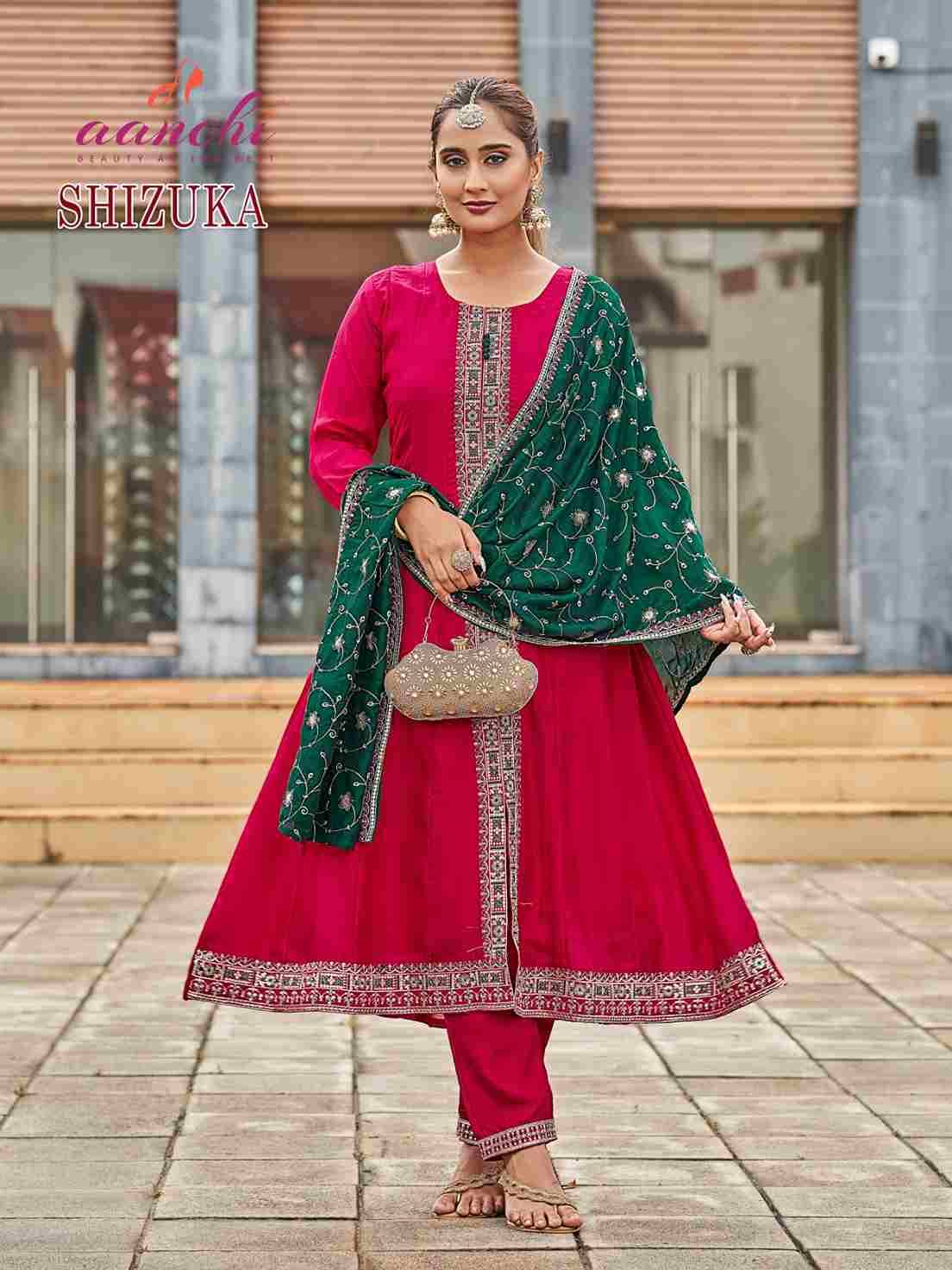 Shizuka By Aanchi 01 To 04 Series Beautiful Festive Suits Colorful Stylish Fancy Casual Wear & Ethnic Wear Vichitra Silk Dresses At Wholesale Price