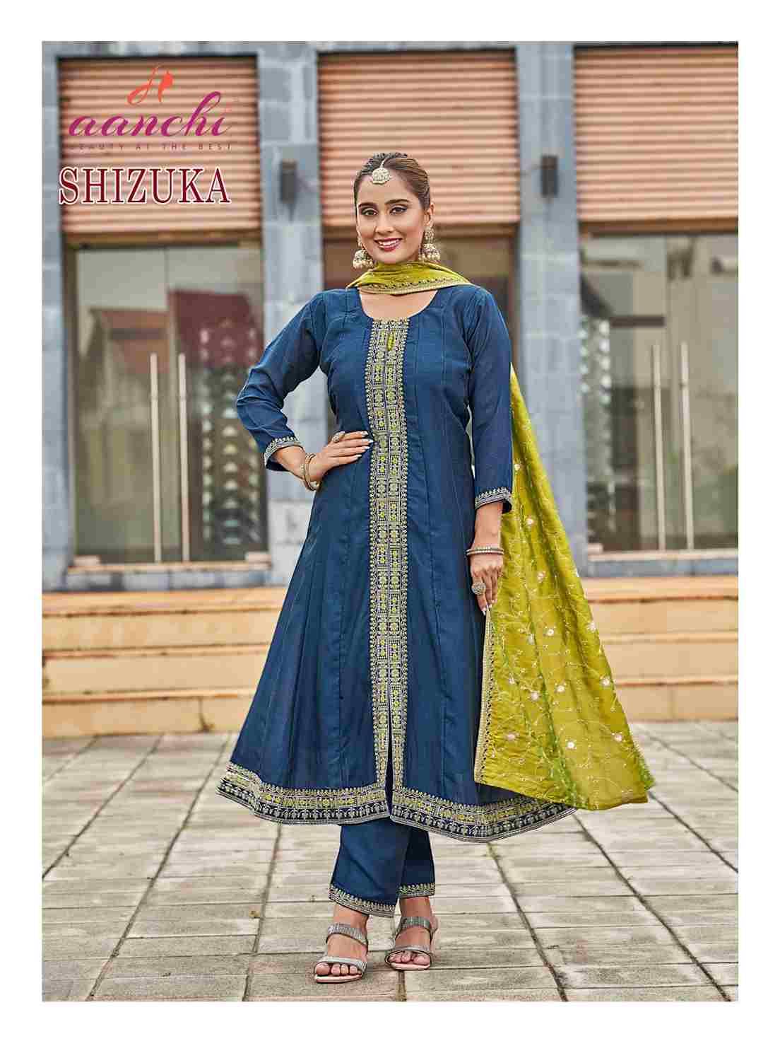 Shizuka By Aanchi 01 To 04 Series Beautiful Festive Suits Colorful Stylish Fancy Casual Wear & Ethnic Wear Vichitra Silk Dresses At Wholesale Price