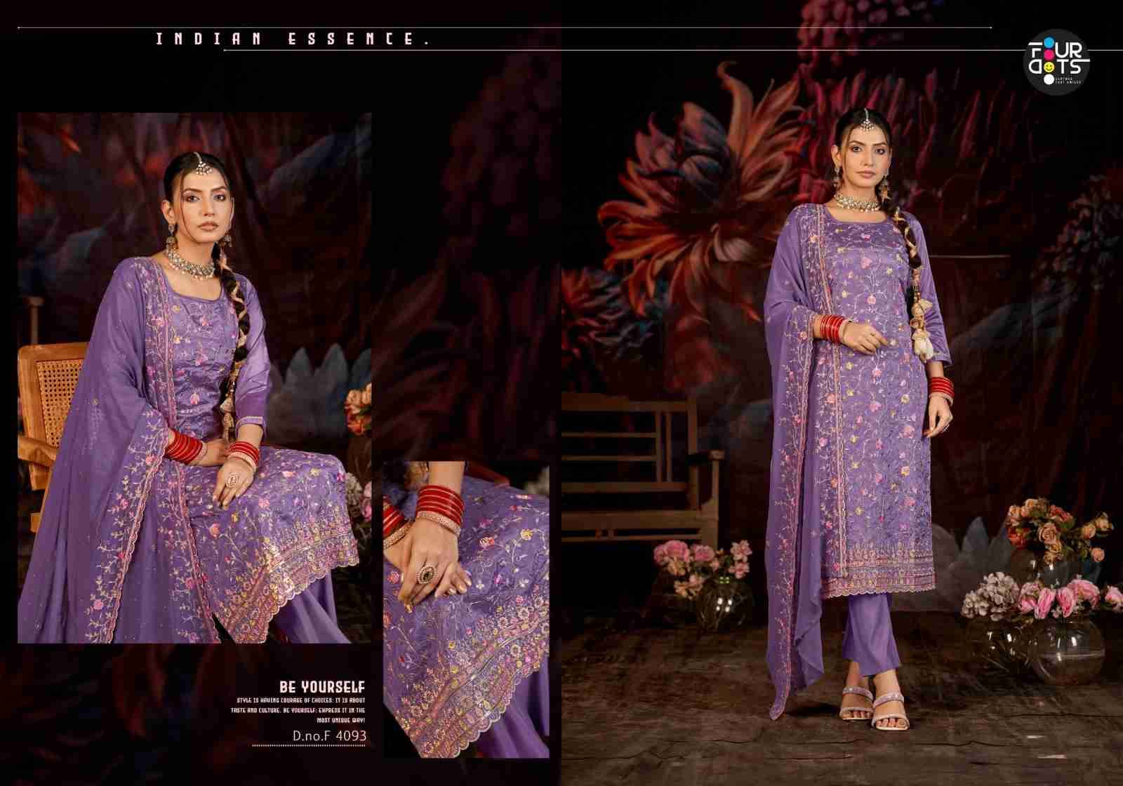 Golden Pearl By Four Dots 4091 To 4094 Series Designer Stylish Fancy Colorful Beautiful Party Wear & Ethnic Wear Collection Organza Dresses At Wholesale Price