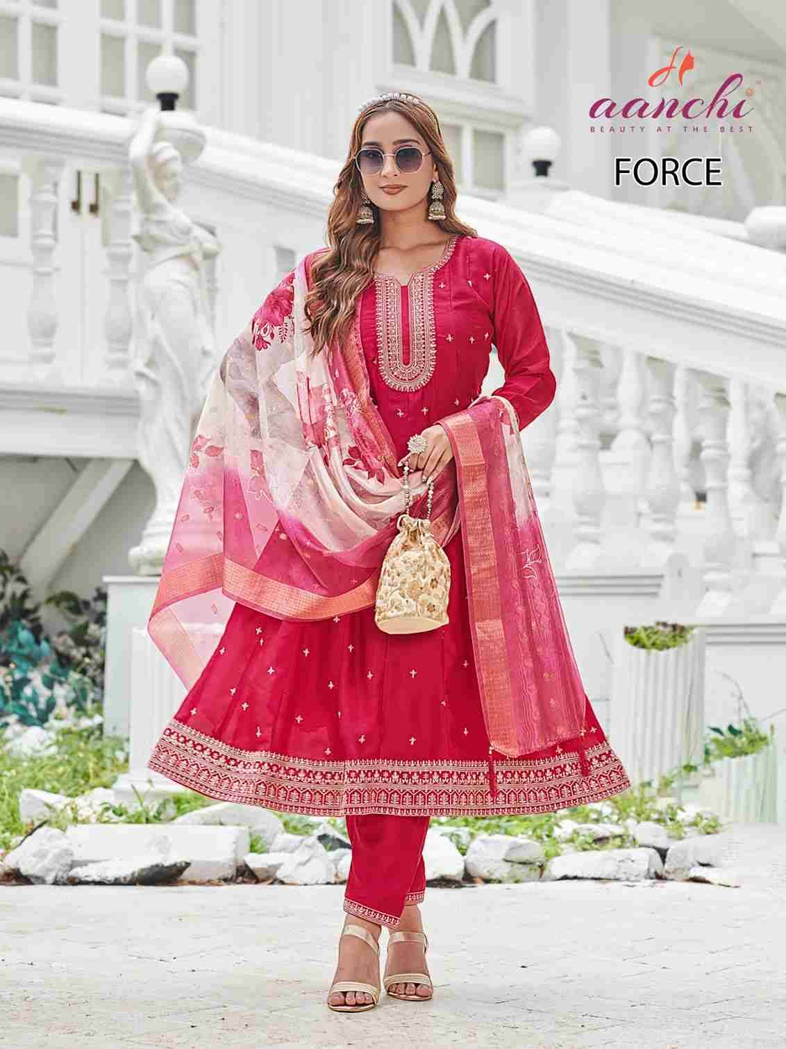 Force By Aanchi 01 To 04 Series Beautiful Festive Suits Colorful Stylish Fancy Casual Wear & Ethnic Wear Vichitra Silk Dresses At Wholesale Price