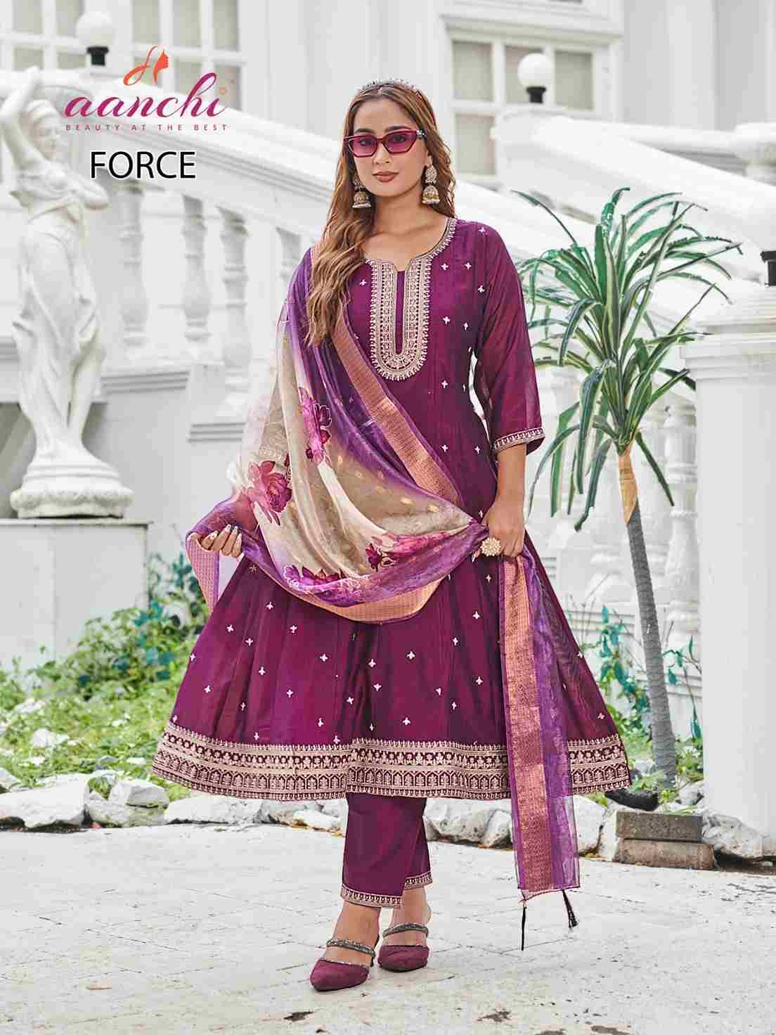Force By Aanchi 01 To 04 Series Beautiful Festive Suits Colorful Stylish Fancy Casual Wear & Ethnic Wear Vichitra Silk Dresses At Wholesale Price