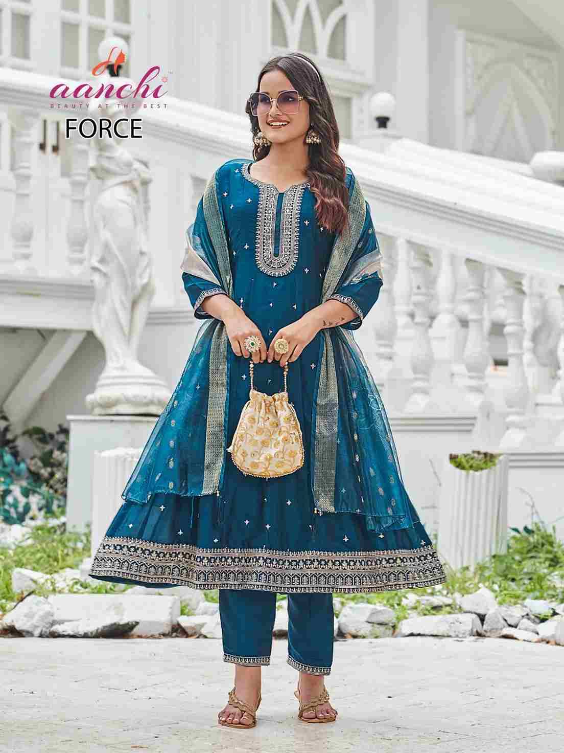 Force By Aanchi 01 To 04 Series Beautiful Festive Suits Colorful Stylish Fancy Casual Wear & Ethnic Wear Vichitra Silk Dresses At Wholesale Price