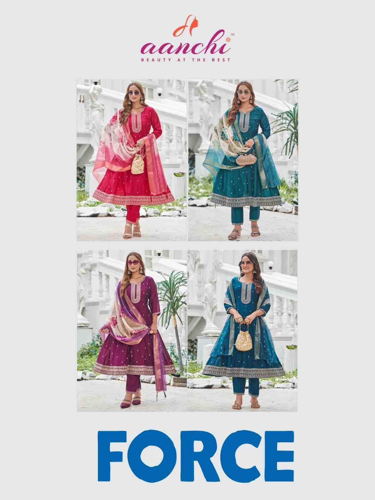 Force By Aanchi 01 To 04 Series Beautiful Festive Suits Colorful Stylish Fancy Casual Wear & Ethnic Wear Vichitra Silk Dresses At Wholesale Price
