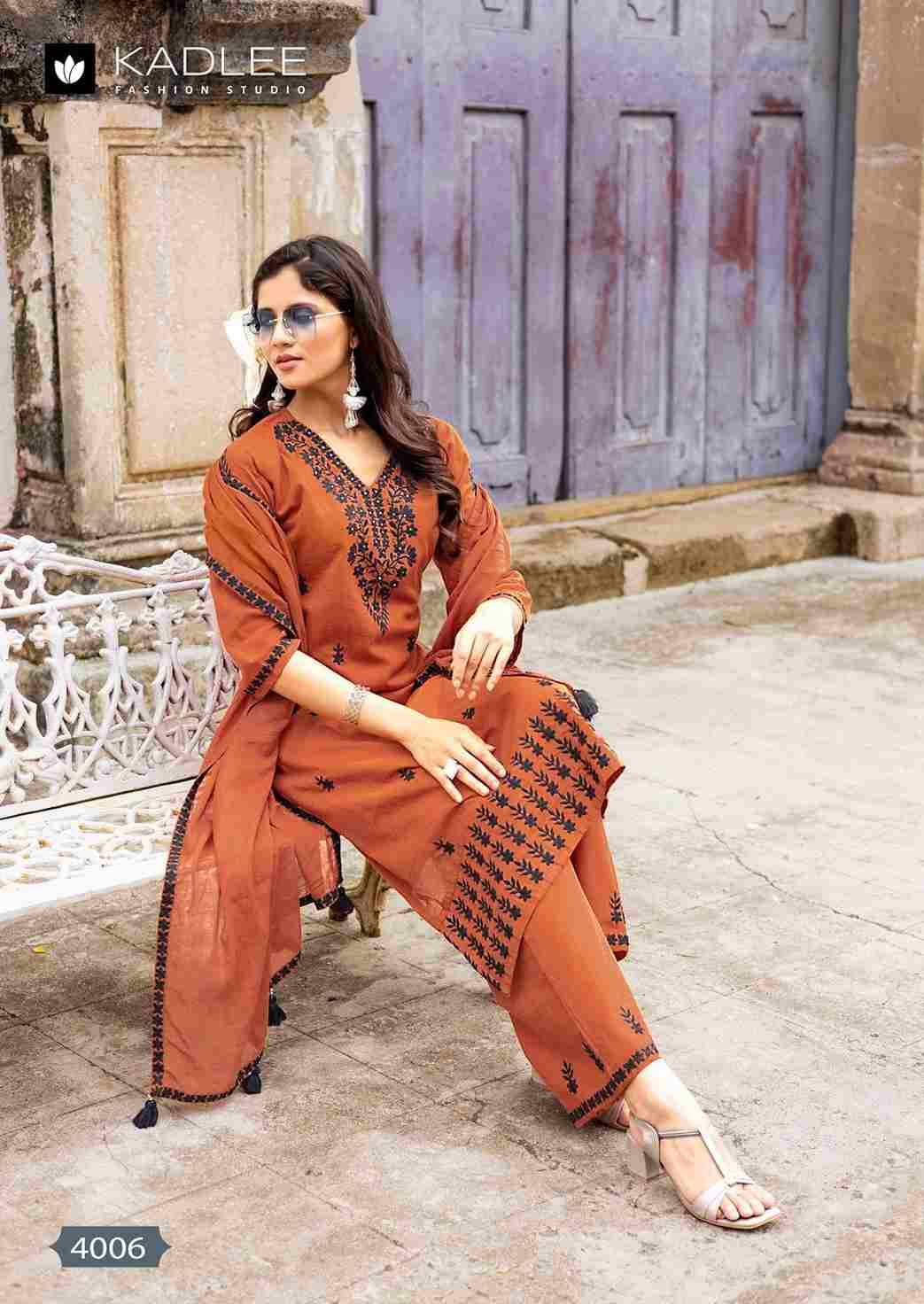 Aarya By Kadlee 1001 To 1006 Series Beautiful Festive Suits Colorful Stylish Fancy Casual Wear & Ethnic Wear Pure Cotton With Work Dresses At Wholesale Price
