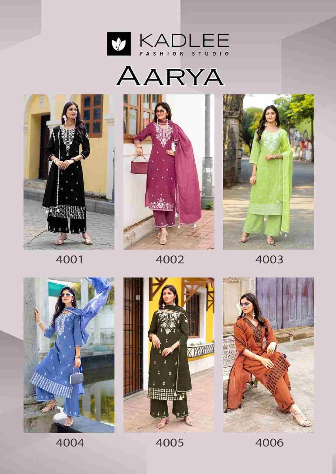 Aarya By Kadlee 1001 To 1006 Series Beautiful Festive Suits Colorful Stylish Fancy Casual Wear & Ethnic Wear Pure Cotton With Work Dresses At Wholesale Price