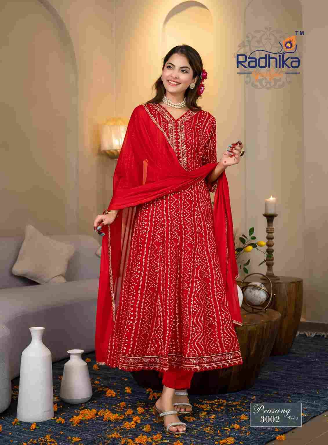 Prasang Vol-3 By Radhika Lifestyle 3001 To 3006 Series Beautiful Stylish Anarkali Suits Fancy Colorful Casual Wear & Ethnic Wear & Ready To Wear Rayon Foil Dresses At Wholesale Price