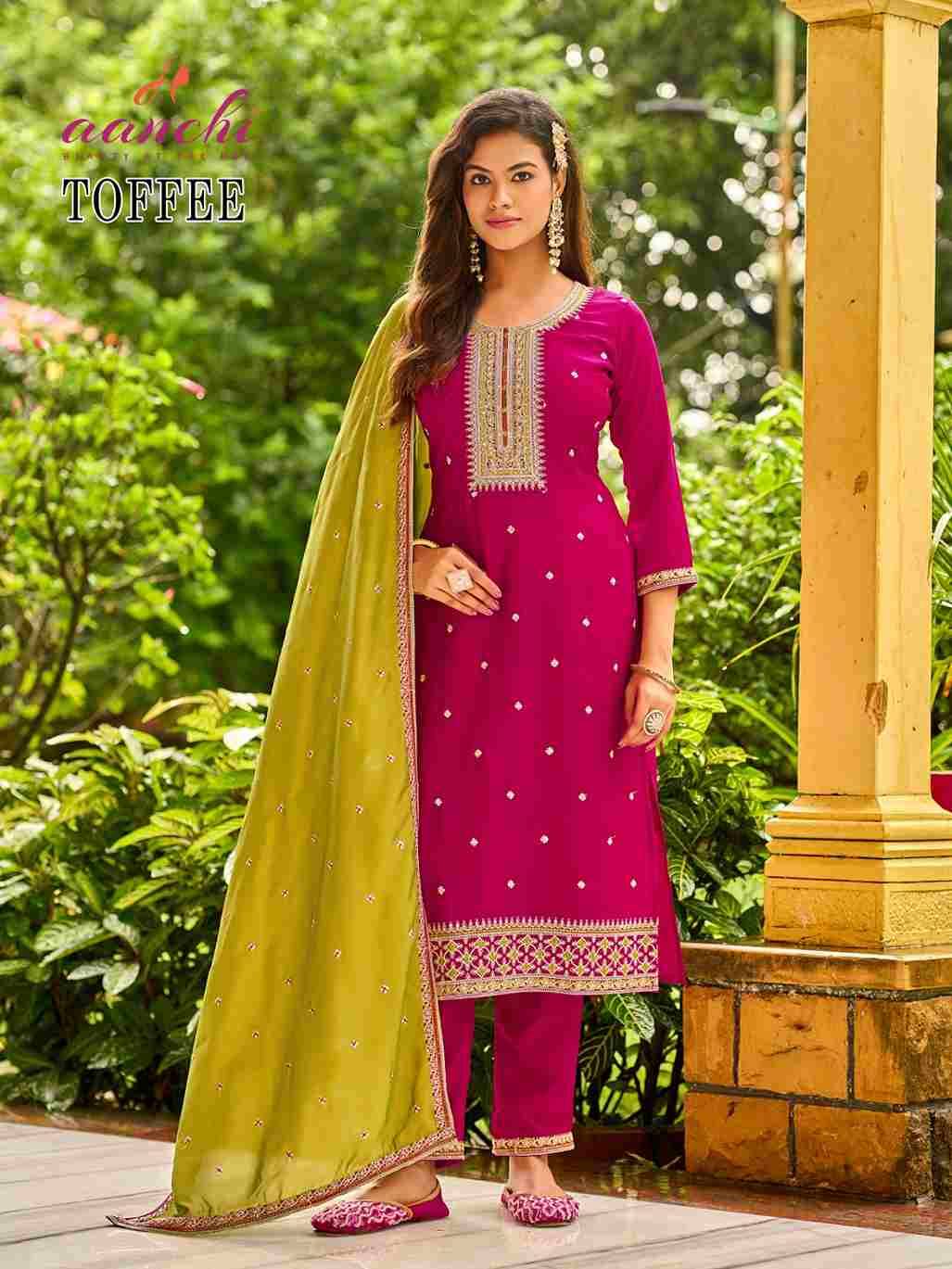 Toffee By Aanchi 01 To 04 Series Beautiful Festive Suits Colorful Stylish Fancy Casual Wear & Ethnic Wear Vichitra Silk Dresses At Wholesale Price