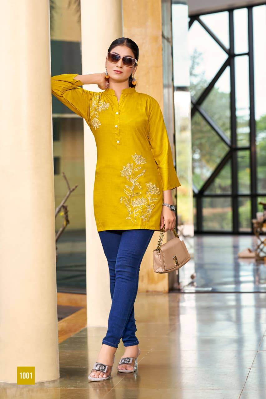 Blossom By Tips And Tops 1001 To 1006 Series Designer Stylish Fancy Colorful Beautiful Party Wear & Ethnic Wear Collection Rayon Slub Tops At Wholesale Price