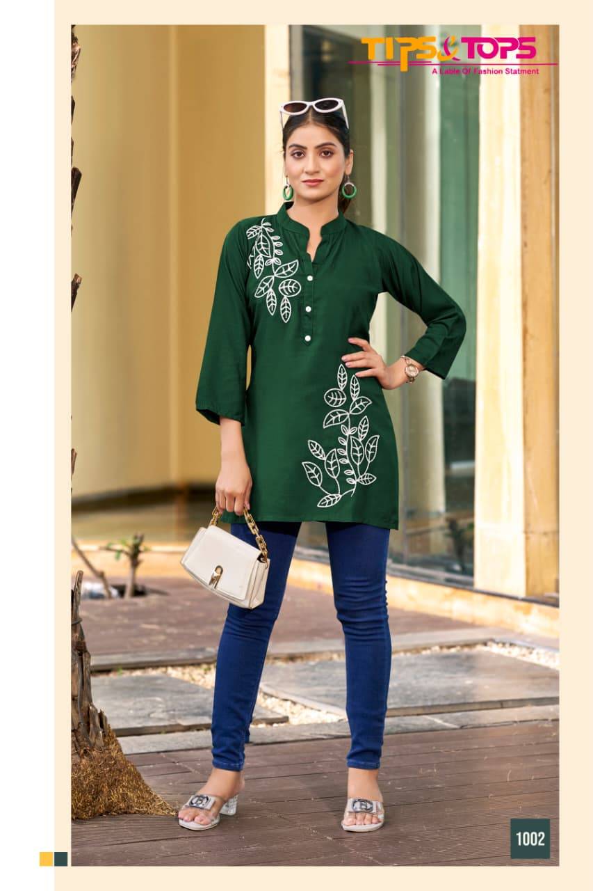 Blossom By Tips And Tops 1001 To 1006 Series Designer Stylish Fancy Colorful Beautiful Party Wear & Ethnic Wear Collection Rayon Slub Tops At Wholesale Price