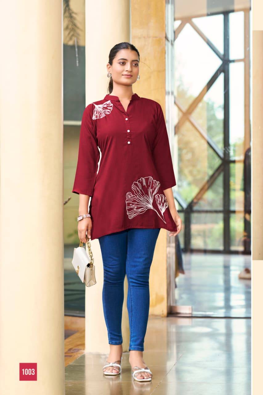 Blossom By Tips And Tops 1001 To 1006 Series Designer Stylish Fancy Colorful Beautiful Party Wear & Ethnic Wear Collection Rayon Slub Tops At Wholesale Price