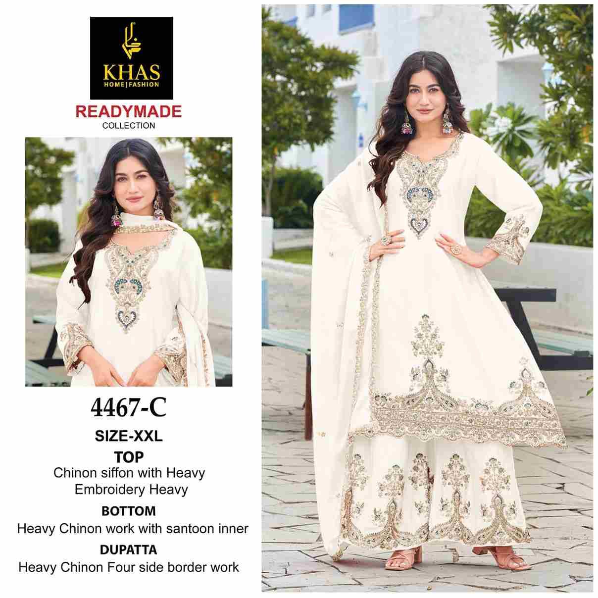 Khas 4467 Colours By Khas 4467-A To 4467-D Series Beautiful Pakistani Suits Colorful Stylish Fancy Casual Wear & Ethnic Wear Heavy Chinnon Chiffon Dresses At Wholesale Price