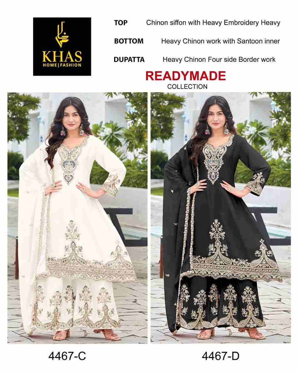 Khas 4467 Colours By Khas 4467-A To 4467-D Series Beautiful Pakistani Suits Colorful Stylish Fancy Casual Wear & Ethnic Wear Heavy Chinnon Chiffon Dresses At Wholesale Price