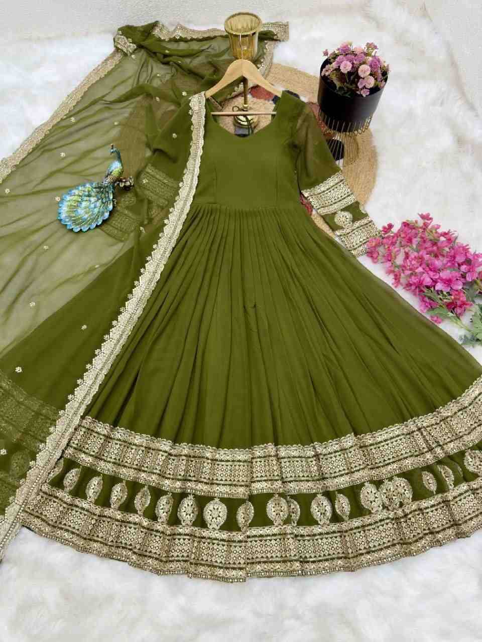 Zf-6007 By Fashid Wholesale Designer Stylish Fancy Colorful Beautiful Party Wear & Ethnic Wear Collection Faux Georgette Gowns At Wholesale Price