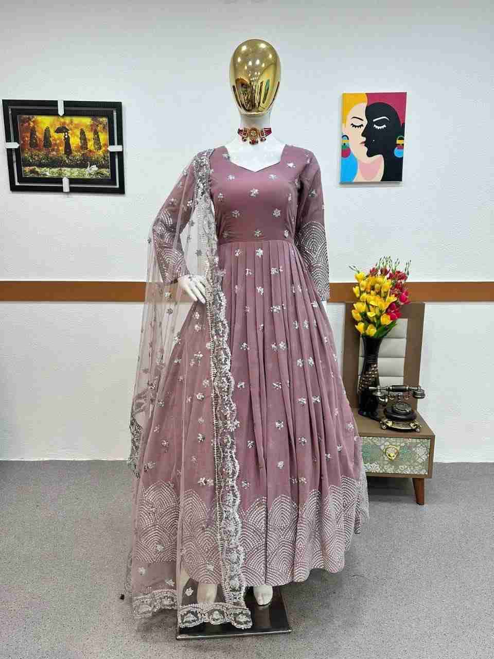 Zf-8962 By Fashid Wholesale Designer Stylish Fancy Colorful Beautiful Party Wear & Ethnic Wear Collection Faux Georgette Gowns At Wholesale Price