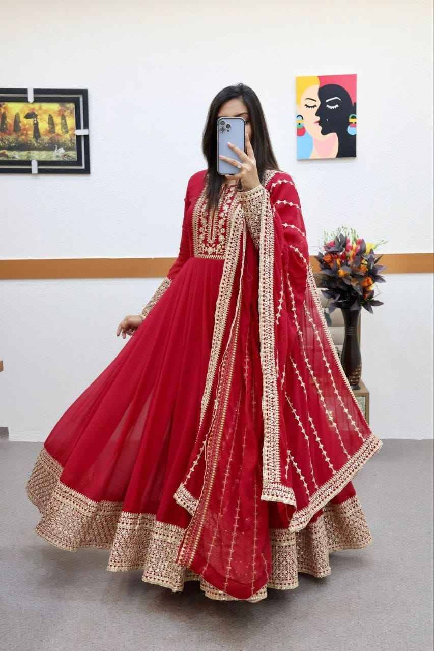 Zf-8968 By Fashid Wholesale 01 To 02 Series Designer Stylish Fancy Colorful Beautiful Party Wear & Ethnic Wear Collection Faux Georgette Gowns At Wholesale Price