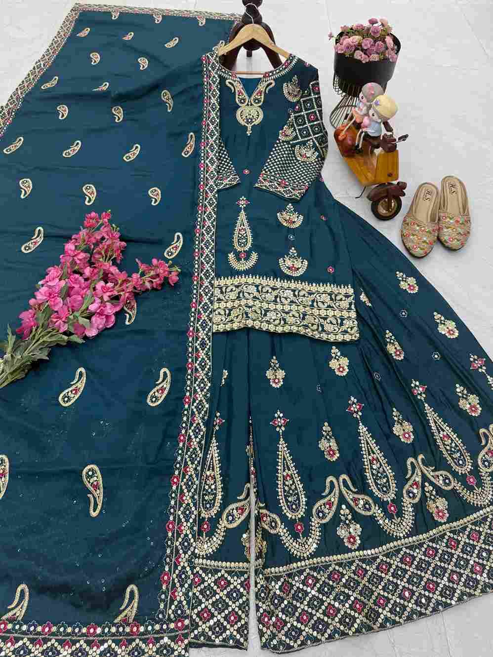 Zd-10009 By Fashid Wholesale 01 To 04 Series Beautiful Sharara Colorful Fancy Wedding Collection Occasional Wear & Party Wear Chinnon Silk Dresses At Wholesale Price