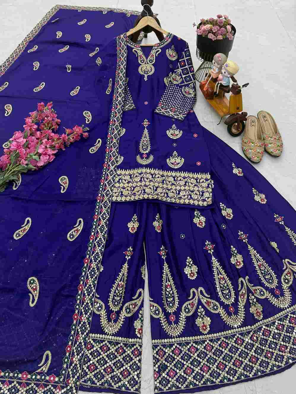 Zd-10009 By Fashid Wholesale 01 To 04 Series Beautiful Sharara Colorful Fancy Wedding Collection Occasional Wear & Party Wear Chinnon Silk Dresses At Wholesale Price