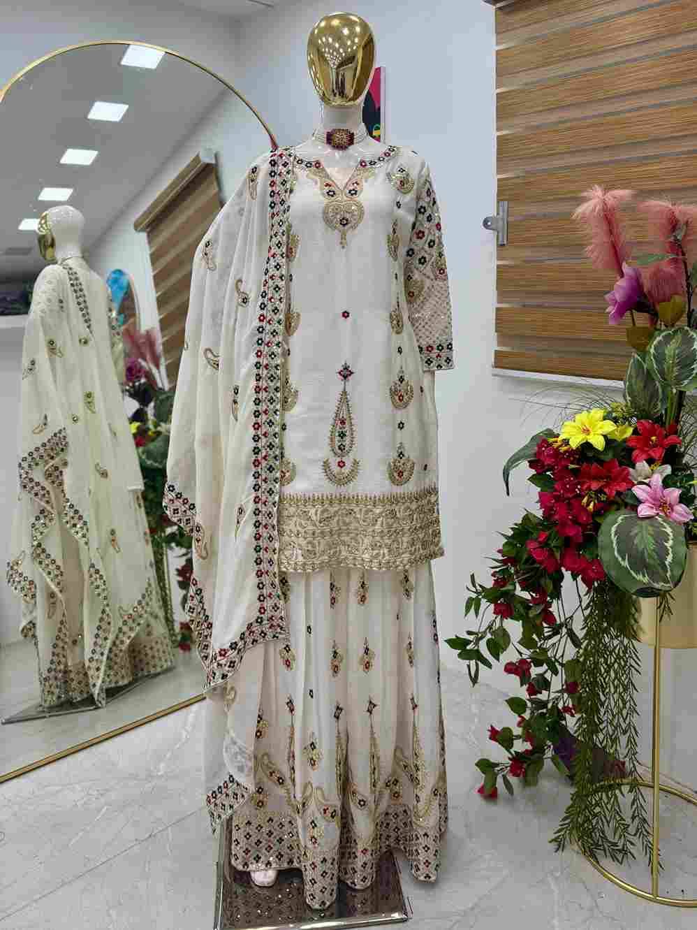 Zd-10009 By Fashid Wholesale 01 To 04 Series Beautiful Sharara Colorful Fancy Wedding Collection Occasional Wear & Party Wear Chinnon Silk Dresses At Wholesale Price