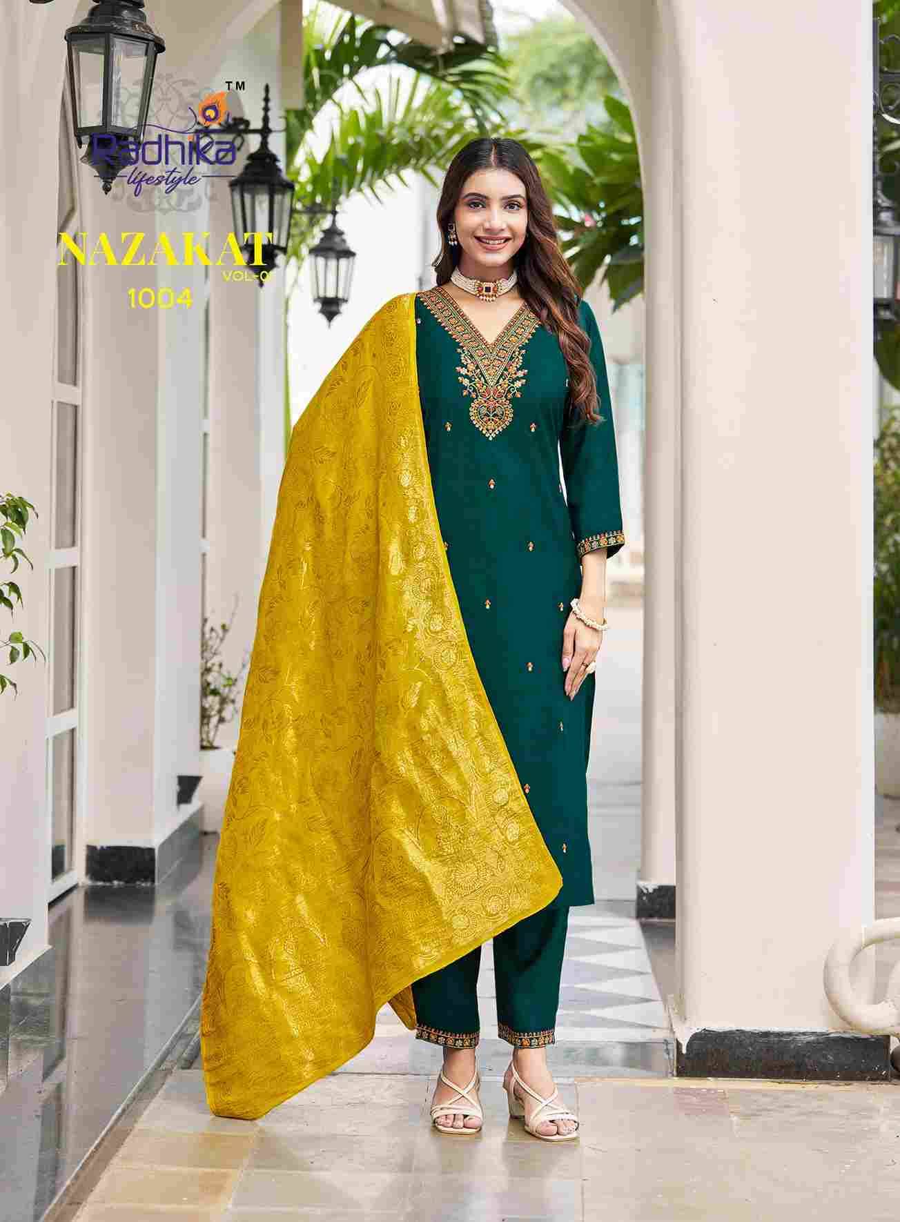 Nazakat Vol-1 By Radhika Lifestyle 1001 To 1006 Series Beautiful Stylish Festive Suits Fancy Colorful Casual Wear & Ethnic Wear & Ready To Wear Vertican Silk Dresses At Wholesale Price