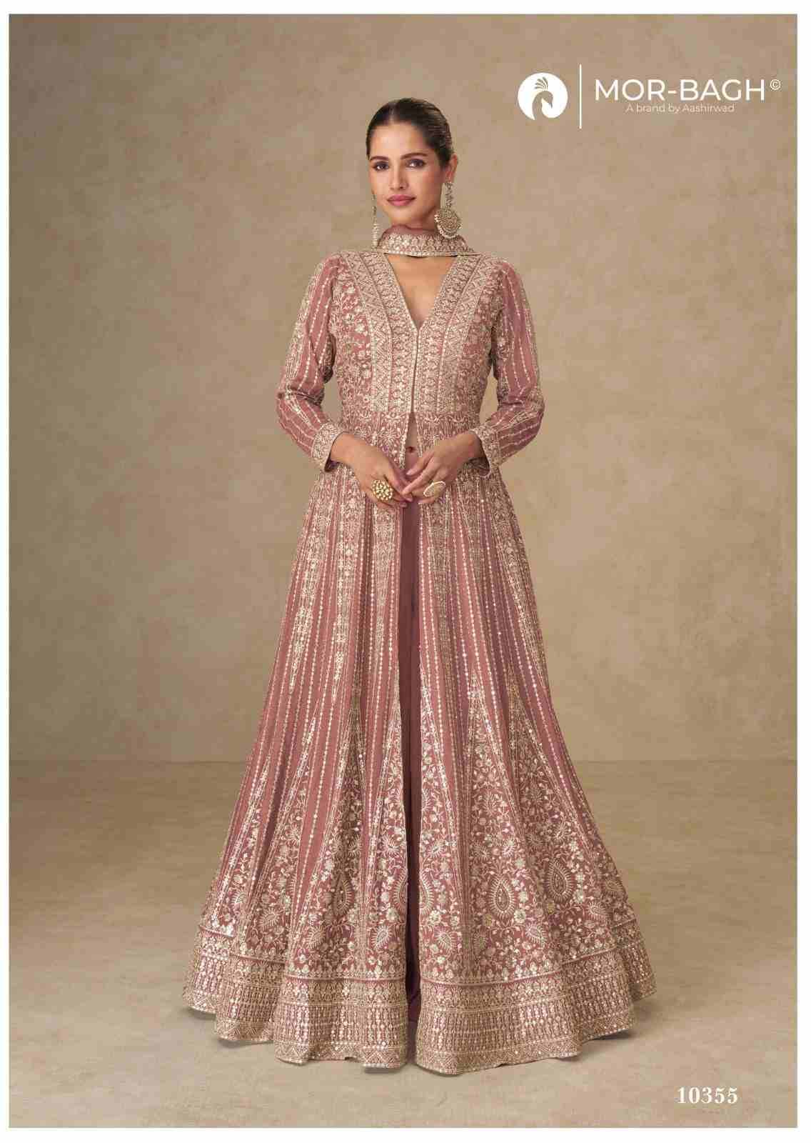 Janki By Mor-Bagh 10353 To 10356 Series Designer Anarkali Suits Beautiful Fancy Colorful Stylish Party Wear & Occasional Wear Premium Chinnon Silk Dresses At Wholesale Price