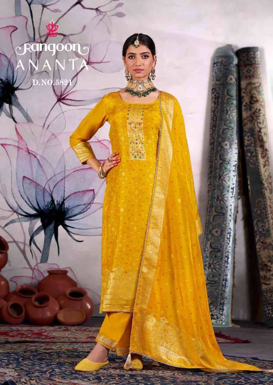 Ananta By Rangoon 5821 To 5824 Series Beautiful Stylish Festive Suits Fancy Colorful Casual Wear & Ethnic Wear & Ready To Wear Dola Jacquard Dresses At Wholesale Price