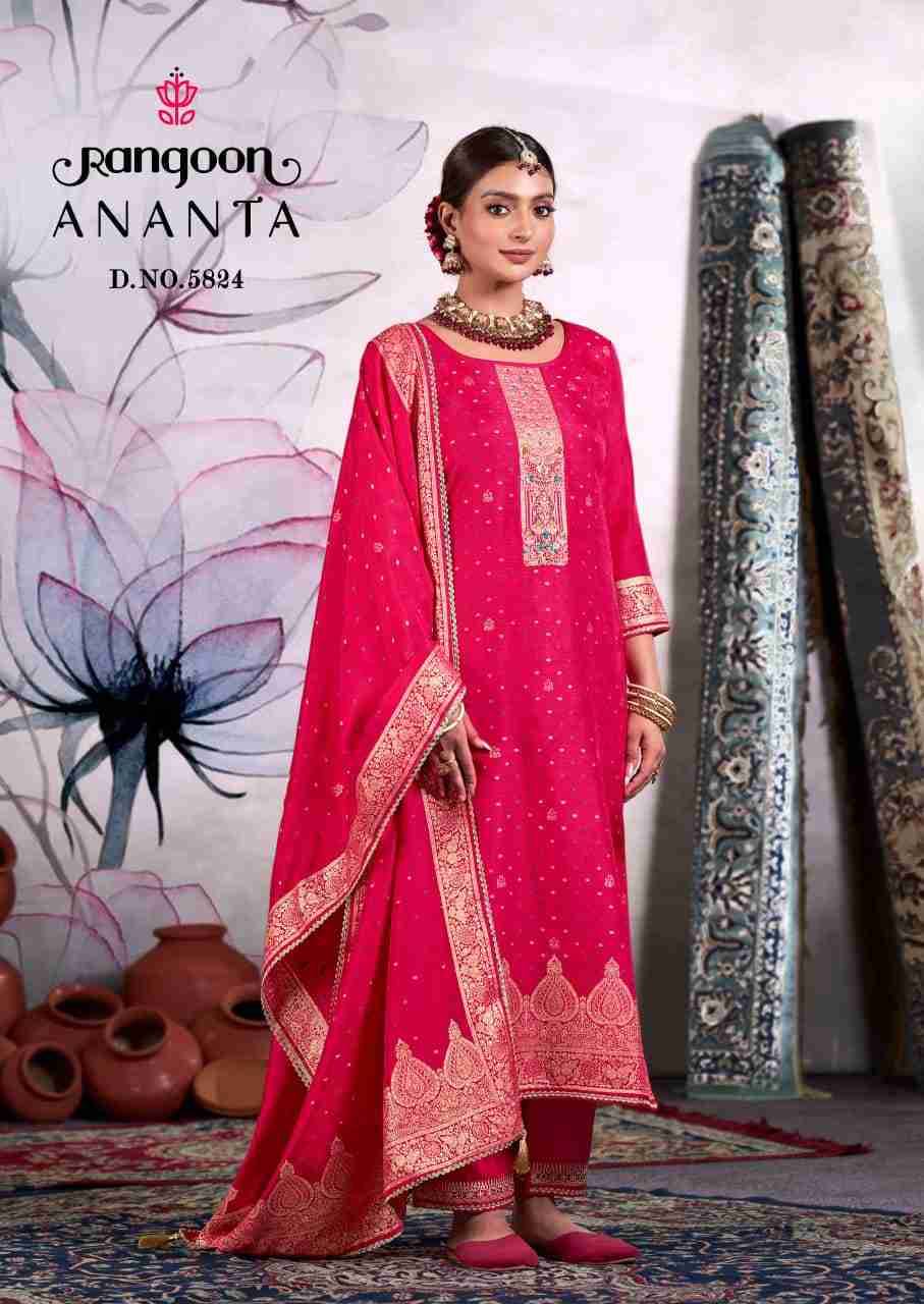 Ananta By Rangoon 5821 To 5824 Series Beautiful Stylish Festive Suits Fancy Colorful Casual Wear & Ethnic Wear & Ready To Wear Dola Jacquard Dresses At Wholesale Price