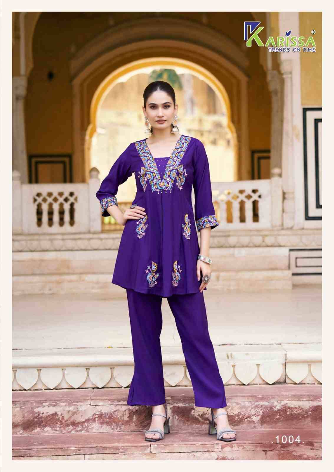 Mushq By Karissa 1001 To 1004 Series Designer Stylish Fancy Colorful Beautiful Party Wear & Ethnic Wear Collection Viscose Roman Co-Ord At Wholesale Price