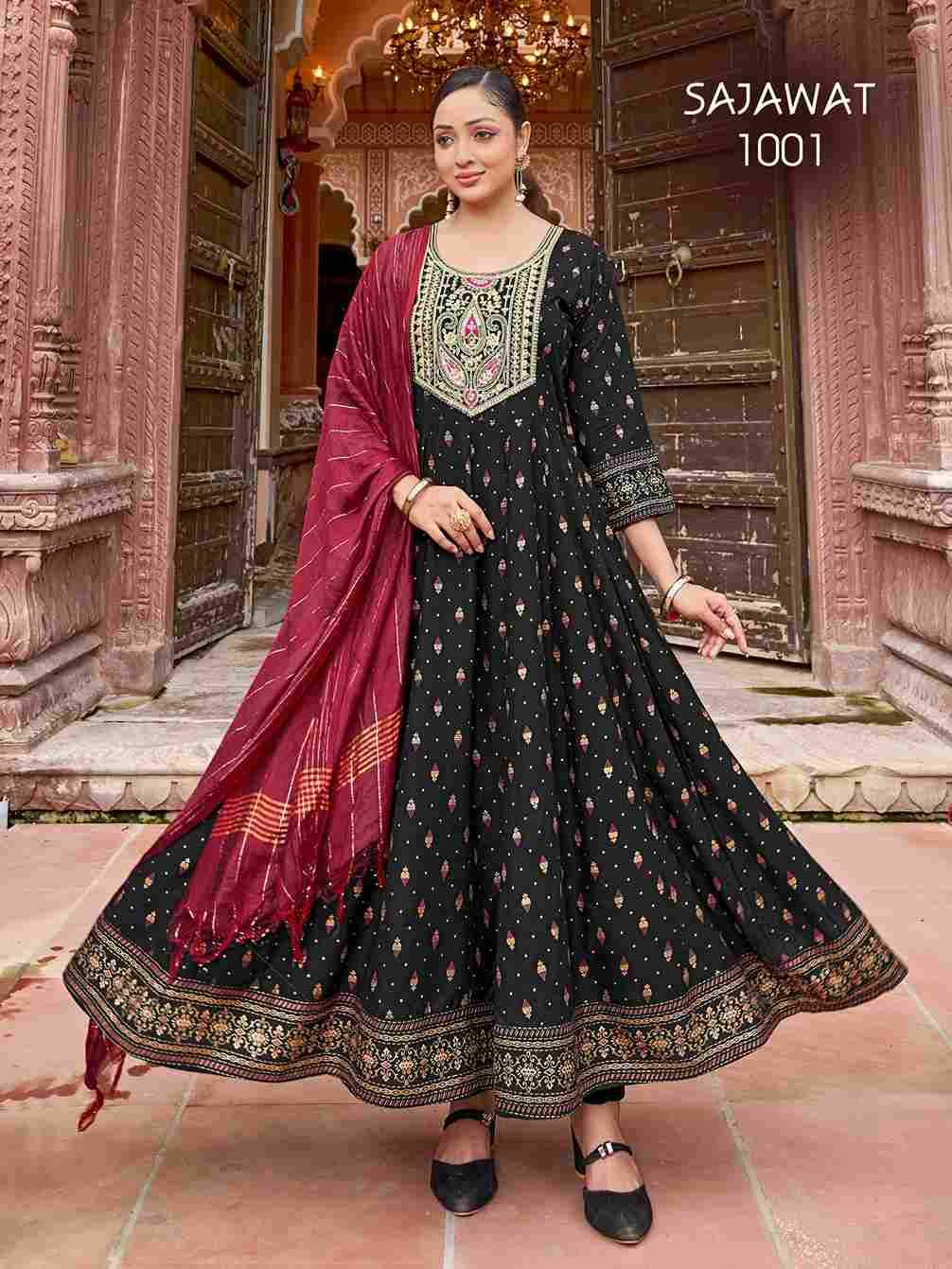 Sajawat By Fashid Wholesale 1001 To 1008 Series Designer Anarkali Suits Beautiful Fancy Colorful Stylish Party Wear & Occasional Wear Rayon Dresses At Wholesale Price
