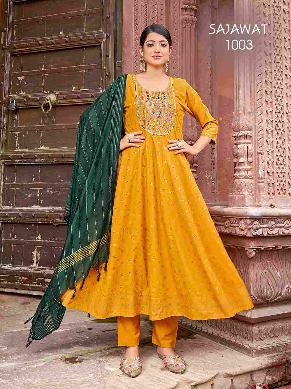 Sajawat By Fashid Wholesale 1001 To 1008 Series Designer Anarkali Suits Beautiful Fancy Colorful Stylish Party Wear & Occasional Wear Rayon Dresses At Wholesale Price