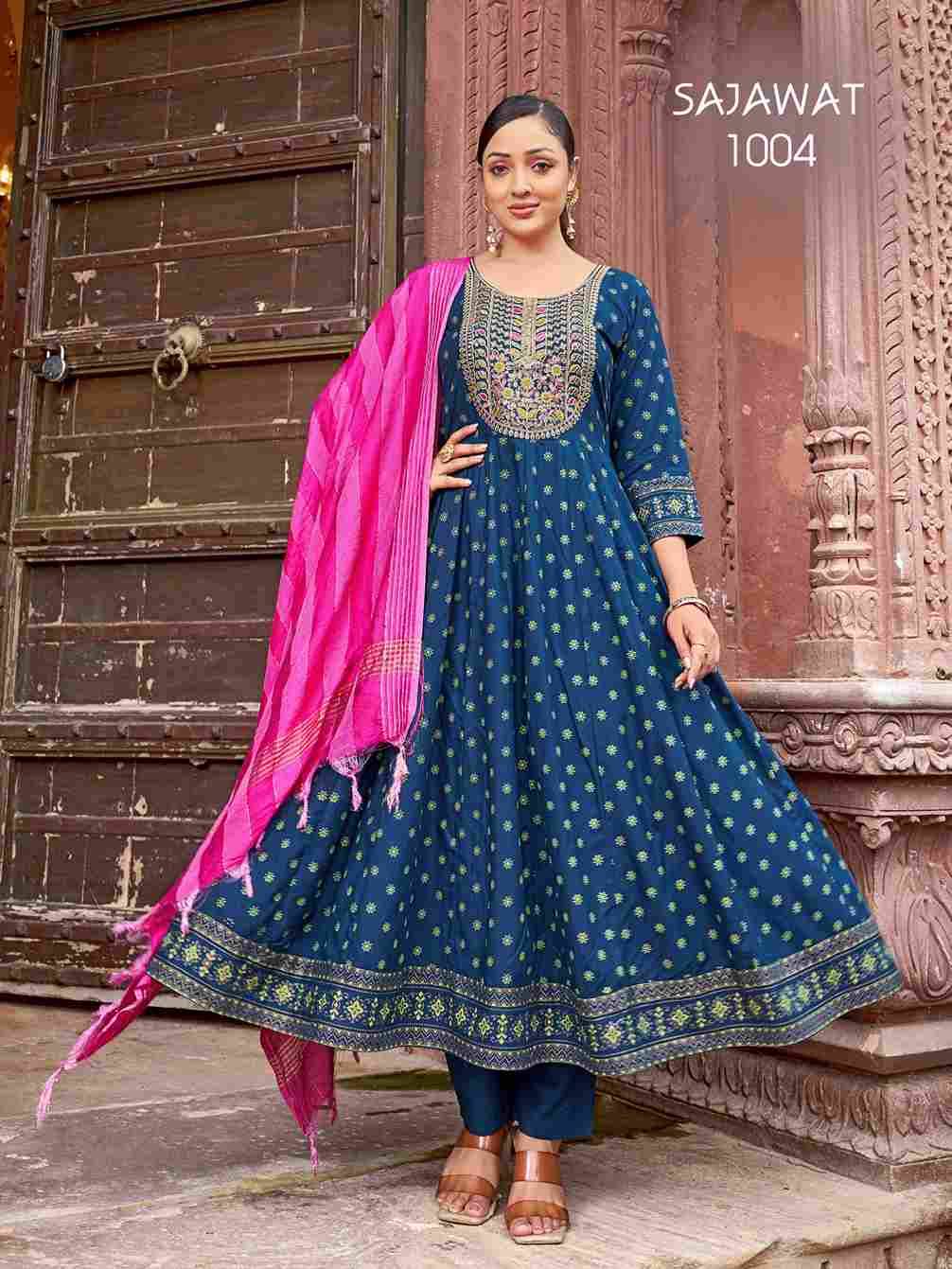 Sajawat By Fashid Wholesale 1001 To 1008 Series Designer Anarkali Suits Beautiful Fancy Colorful Stylish Party Wear & Occasional Wear Rayon Dresses At Wholesale Price