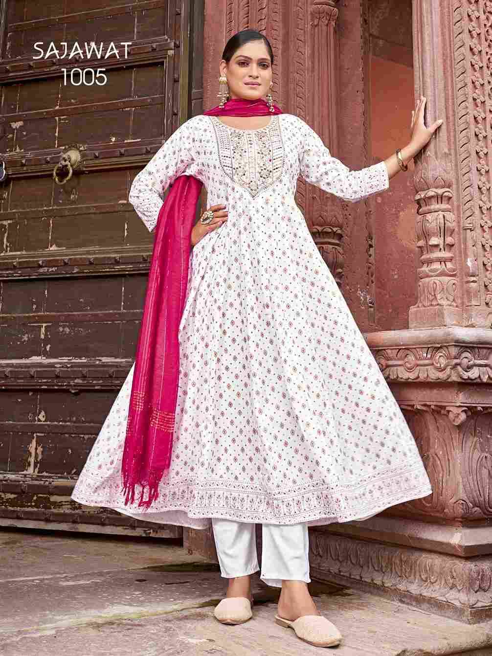 Sajawat By Fashid Wholesale 1001 To 1008 Series Designer Anarkali Suits Beautiful Fancy Colorful Stylish Party Wear & Occasional Wear Rayon Dresses At Wholesale Price