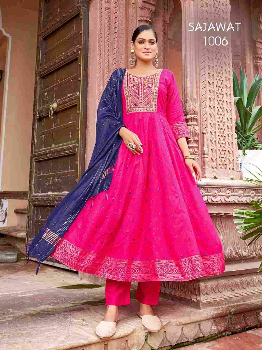 Sajawat By Fashid Wholesale 1001 To 1008 Series Designer Anarkali Suits Beautiful Fancy Colorful Stylish Party Wear & Occasional Wear Rayon Dresses At Wholesale Price