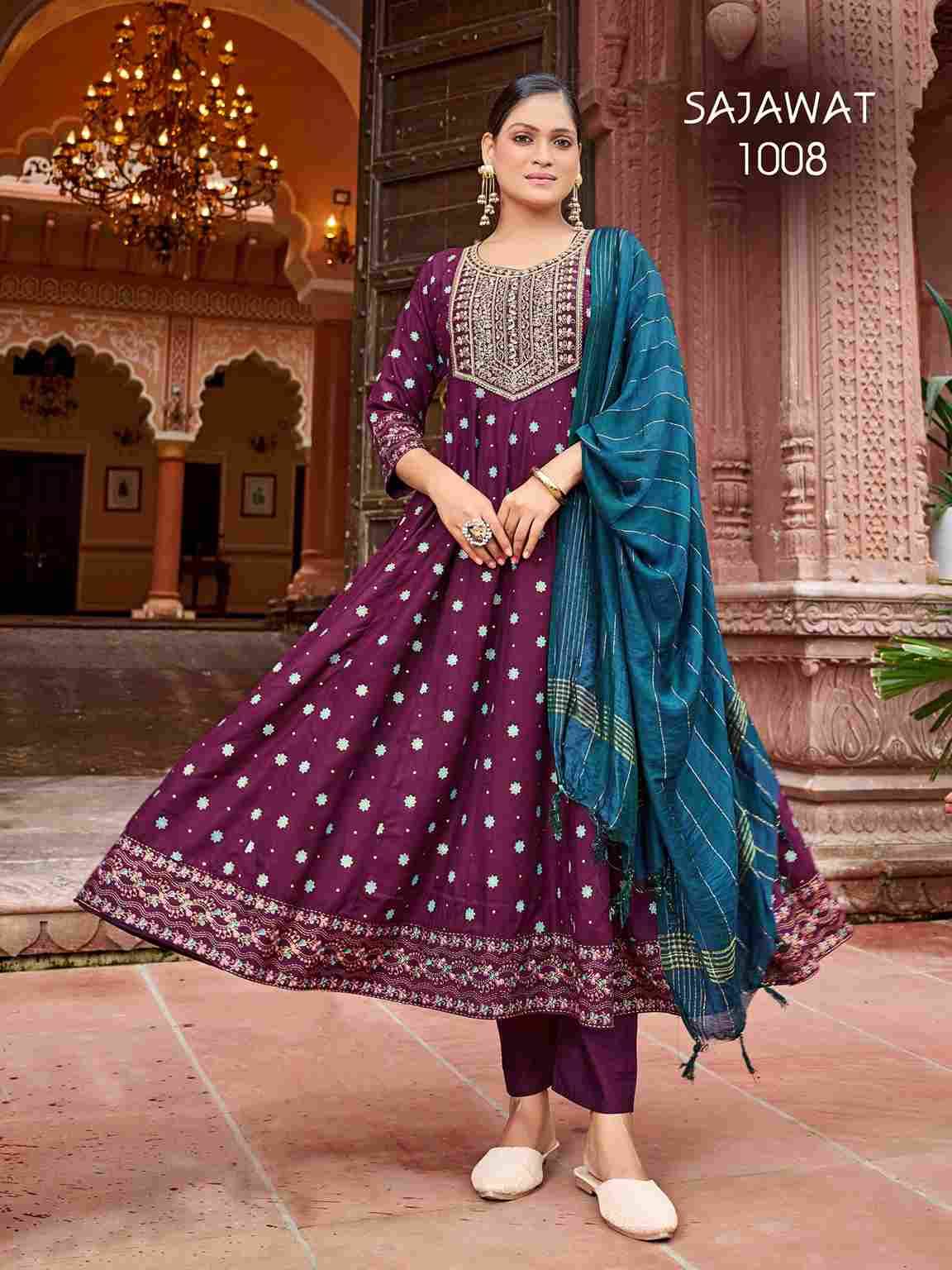 Sajawat By Fashid Wholesale 1001 To 1008 Series Designer Anarkali Suits Beautiful Fancy Colorful Stylish Party Wear & Occasional Wear Rayon Dresses At Wholesale Price