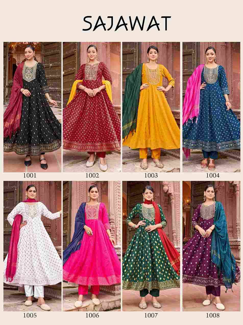 Sajawat By Fashid Wholesale 1001 To 1008 Series Designer Anarkali Suits Beautiful Fancy Colorful Stylish Party Wear & Occasional Wear Rayon Dresses At Wholesale Price