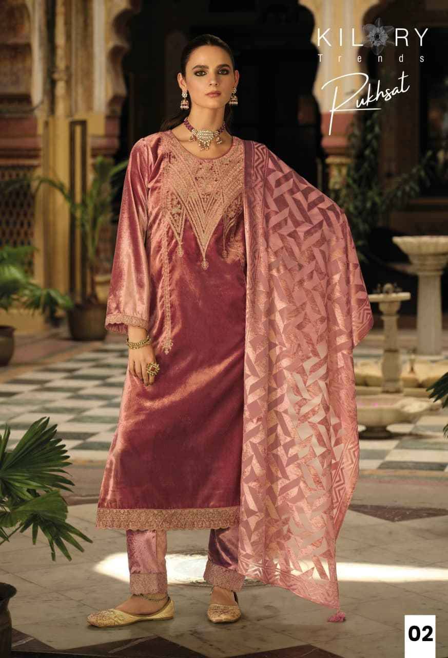 Rukhsat By Kilory 01 To 04 Series Beautiful Festive Suits Colorful Stylish Fancy Casual Wear & Ethnic Wear Pure Velvet Dresses At Wholesale Price