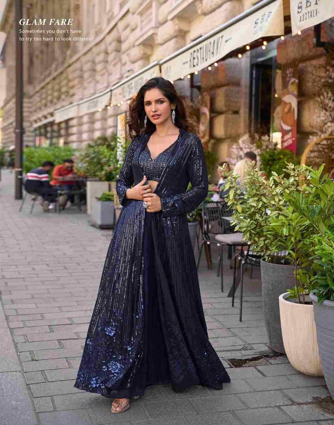 Rubal By Sayuri 5850 To 5853 Series Designer Stylish Fancy Colorful Beautiful Party Wear & Ethnic Wear Collection Premium Georgette Crop Tops With Bottom At Wholesale Price