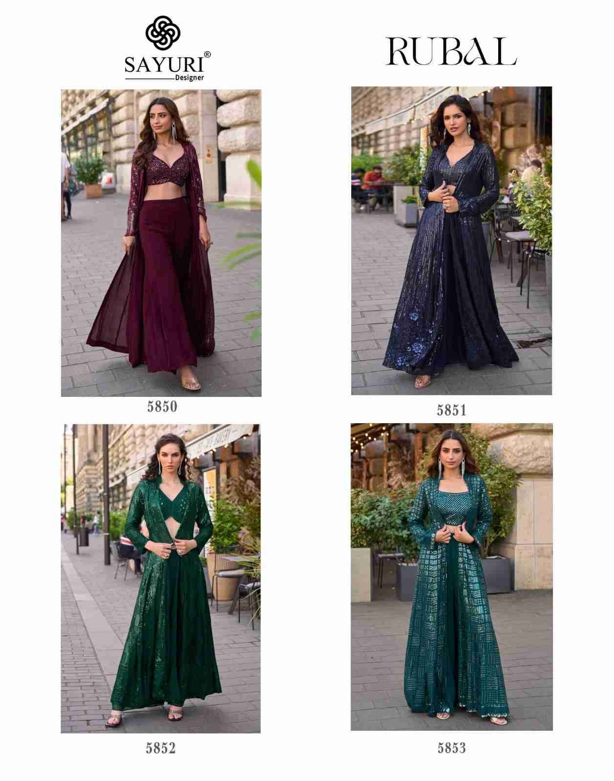 Rubal By Sayuri 5850 To 5853 Series Designer Stylish Fancy Colorful Beautiful Party Wear & Ethnic Wear Collection Premium Georgette Crop Tops With Bottom At Wholesale Price