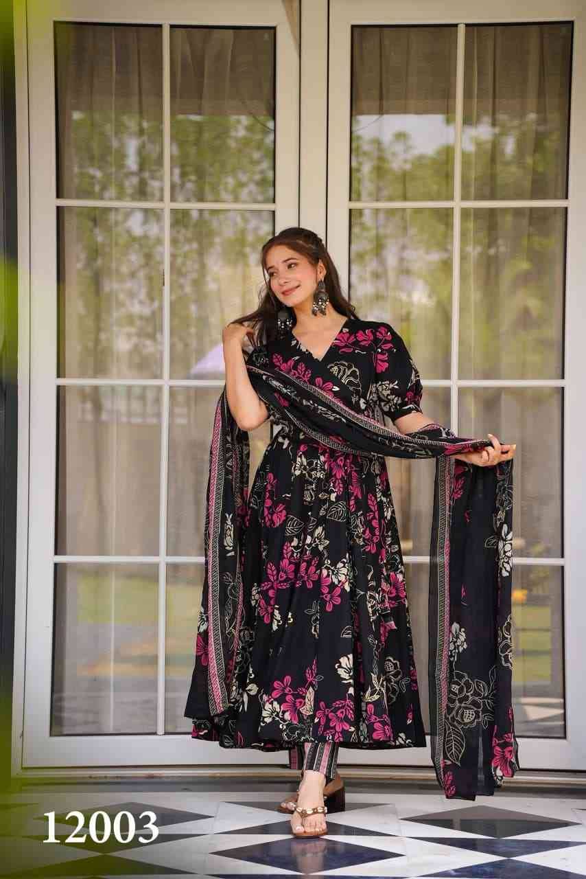 Clora Vol-12 By Fashid Wholesale 12001 To 12007 Series Designer Anarkali Suits Beautiful Fancy Colorful Stylish Party Wear & Occasional Wear Muslin Dresses At Wholesale Price