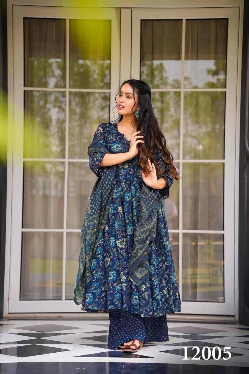 Clora Vol-12 By Fashid Wholesale 12001 To 12007 Series Designer Anarkali Suits Beautiful Fancy Colorful Stylish Party Wear & Occasional Wear Muslin Dresses At Wholesale Price